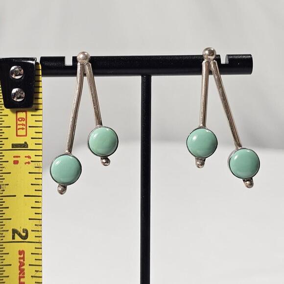 DTR Sterling Silver Turquoise Earrings. 925 Western Boho Cowgirl Minamlist Studs - Picture 7 of 8